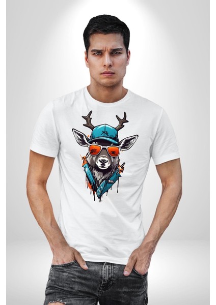Güneş Gözlüğü Savaşcı Geyik Kadın Erkek Unisex Beyaz Organik Baskılı T-Shirt Penye Yüksek Kalite fırsatları