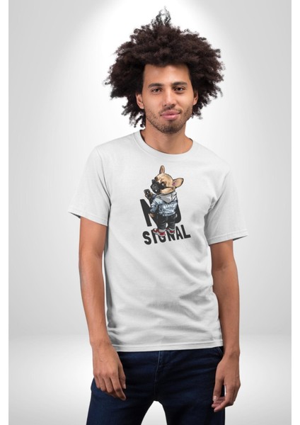 Cep Telefonu No Signal Kadın Erkek Unisex Beyaz Organik Baskılı T-Shirt Penye Yüksek Kalite fırsatları