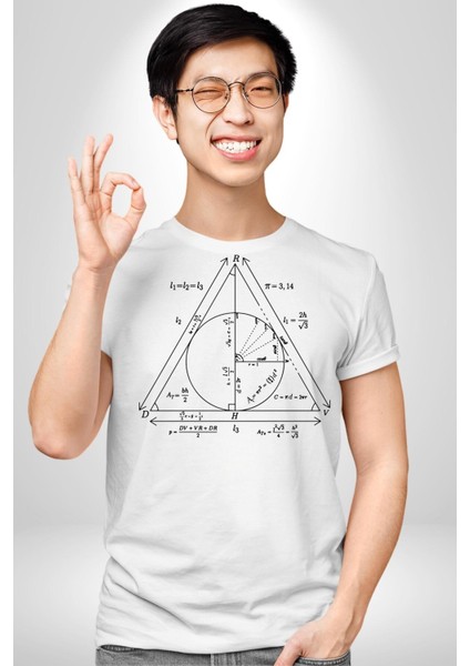Pisagor Çember Matematik Kadın Erkek Unisex Beyaz Organik Baskılı T-Shirt Penye Yüksek Kalite fiyatları