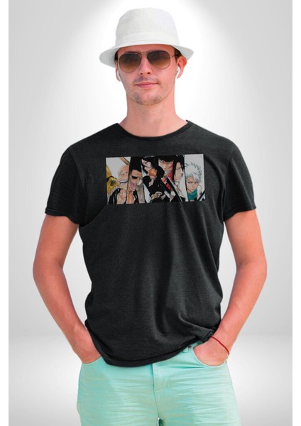 Bleach Anime Kadın Erkek Unisex Siyah Organik Baskılı T-Shirt Penye Yüksek Kalite