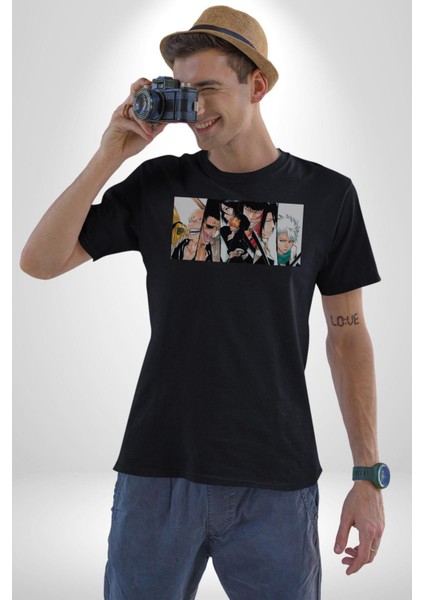 Bleach Anime Kadın Erkek Unisex Siyah Organik Baskılı T-Shirt Penye Yüksek Kalite fiyatları