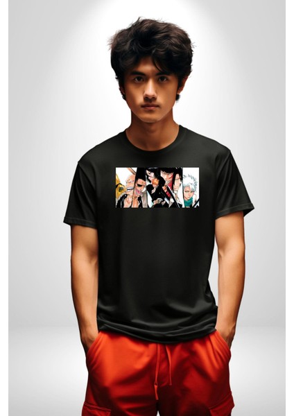 Bleach Anime Kadın Erkek Unisex Siyah Organik Baskılı T-Shirt Penye Yüksek Kalite modelleri