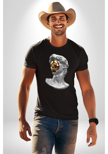 Modern Sanat Apollo Kadın Erkek Unisex Siyah Organik Baskılı T-Shirt Penye Yüksek Kalite indirimleri