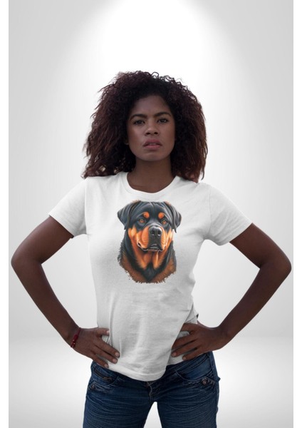 Rottweiler A Secere Kadın Erkek Unisex Beyaz Organik Baskılı T-Shirt Penye Yüksek Kalite fiyatları