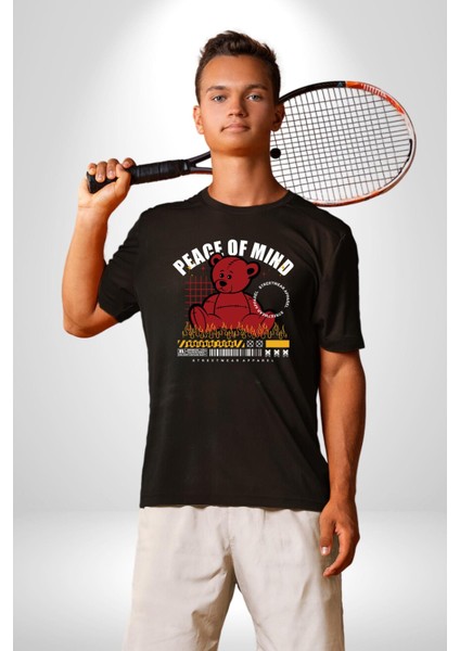 Iç Huzur Kadın Erkek Unisex Siyah Organik Baskılı T-Shirt Penye Yüksek Kalite fiyatları