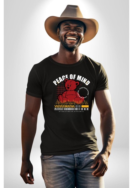 Iç Huzur Kadın Erkek Unisex Siyah Organik Baskılı T-Shirt Penye Yüksek Kalite modelleri