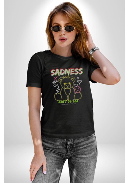 Üzüntü Üzülme Kadın Erkek Unisex Siyah Organik Baskılı T-Shirt Penye Yüksek Kalite modelleri