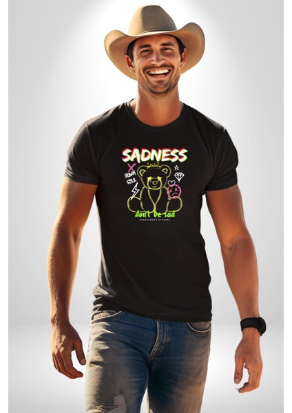 Üzüntü Üzülme Kadın Erkek Unisex Siyah Organik Baskılı T-Shirt Penye Yüksek Kalite fırsatları