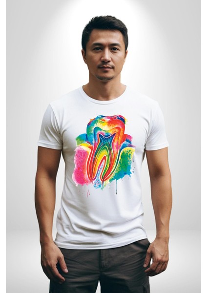 Diş Doktoru Diş Anatomisi Özel Tasarım Kadın Erkek Unisex Beyaz Organik Baskılı T-Shirt Penye Yüksek Kalite indirimleri