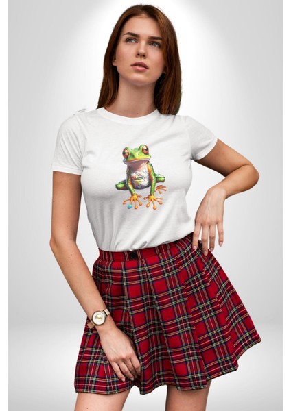 Frog Kurbağa Prens Kadın Erkek Unisex Beyaz Organik Baskılı T-Shirt Penye Yüksek Kalite