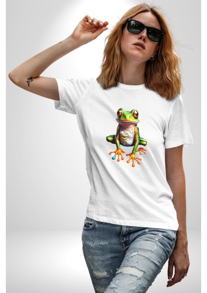 Frog Kurbağa Prens Kadın Erkek Unisex Beyaz Organik Baskılı T-Shirt Penye Yüksek Kalite fiyatları
