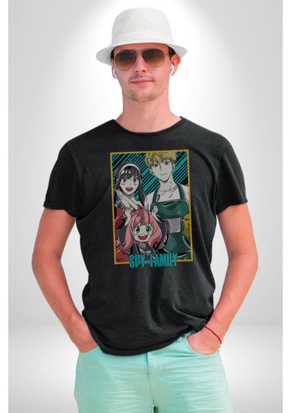 Spy x Family Anime Özel Tasarım Kadın Erkek Unisex Siyah Organik Baskılı T-Shirt Penye Yüksek Kalite fiyatları