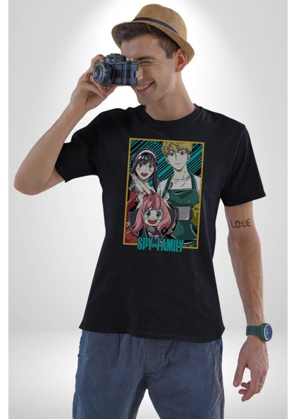 Spy x Family Anime Özel Tasarım Kadın Erkek Unisex Siyah Organik Baskılı T-Shirt Penye Yüksek Kalite modelleri