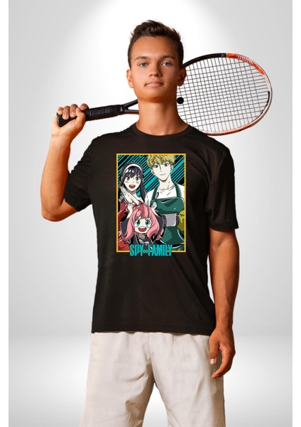 Spy x Family Anime Özel Tasarım Kadın Erkek Unisex Siyah Organik Baskılı T-Shirt Penye Yüksek Kalite indirimleri