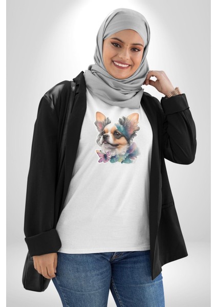 Chihuahua Köpek Kadın Erkek Unisex Beyaz Organik Baskılı T-Shirt Penye Yüksek Kalite