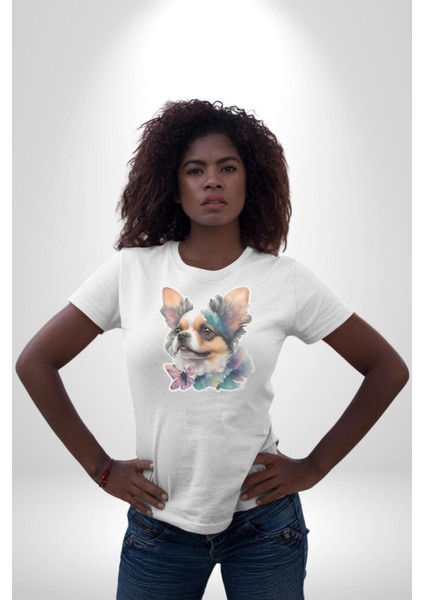Chihuahua Köpek Kadın Erkek Unisex Beyaz Organik Baskılı T-Shirt Penye Yüksek Kalite modelleri