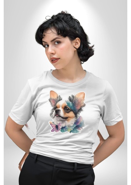 Chihuahua Köpek Kadın Erkek Unisex Beyaz Organik Baskılı T-Shirt Penye Yüksek Kalite fırsatları