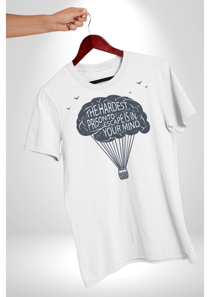 Aklınızdaki En Zor Hapisane Kaçışı Kadın Erkek Unisex Beyaz Organik Baskılı T-Shirt Penye Yüksek Kalite fırsatları