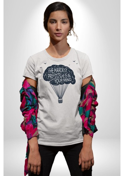 Aklınızdaki En Zor Hapisane Kaçışı Kadın Erkek Unisex Beyaz Organik Baskılı T-Shirt Penye Yüksek Kalite indirimleri