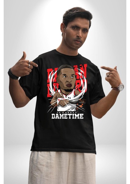 Basketbol Oyun Zamanı Pamuklu Bisiklet Yaka Kadın Erkek Oversize Boyfriend Dijital Baskılı Siyah T-Shirt modelleri