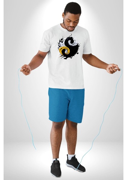 Yin Ile Yang Kuramı Kadın Erkek Unisex Beyaz Organik Baskılı T-Shirt Penye Yüksek Kalite fiyatları