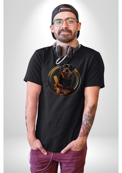 Süper Tasma Rottweiler Eğitim Kadın Erkek Unisex Siyah Organik Baskılı T-Shirt Penye Yüksek Kalite fiyatları