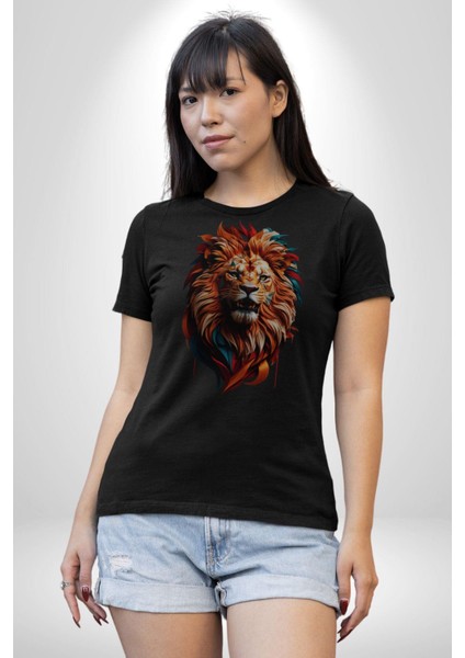 Renkli Kaplan Kükrüyor Kadın Erkek Unisex Siyah Organik Baskılı T-Shirt Penye Yüksek Kalite fiyatları