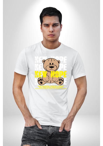 Yeni Umut Kadın Erkek Unisex Beyaz Organik Baskılı T-Shirt Penye Yüksek Kalite fırsatları