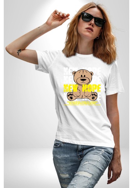 Yeni Umut Kadın Erkek Unisex Beyaz Organik Baskılı T-Shirt Penye Yüksek Kalite indirimleri