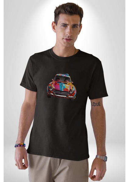Peugeot 144 Renkli Orijinal Araba Kadın Erkek Unisex Siyah Organik Baskılı T-Shirt Penye Yüksek Kalite fırsatları