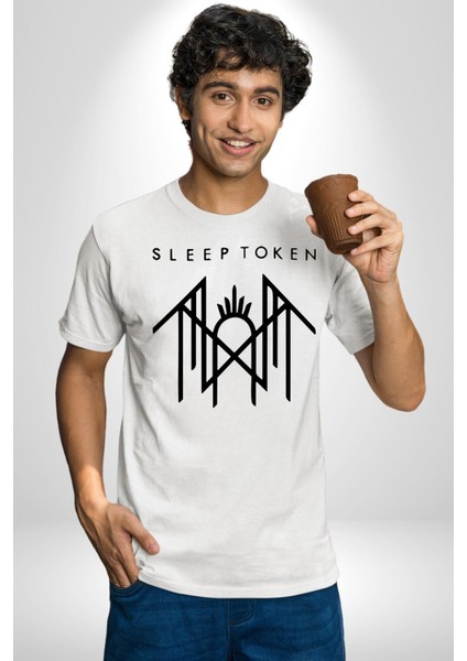 Sleep Token Kadın Erkek Unisex Beyaz Organik Baskılı T-Shirt Penye Yüksek Kalite