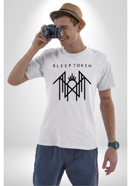 Sleep Token Kadın Erkek Unisex Beyaz Organik Baskılı T-Shirt Penye Yüksek Kalite