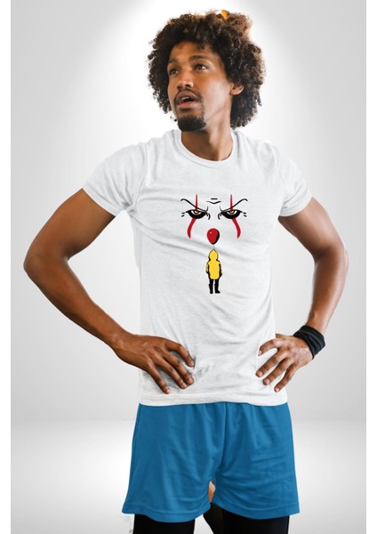 Pennywise Vs Georgie Korku Filmi Kadın Erkek Unisex Beyaz Organik Baskılı T-Shirt Penye Yüksek Kalite modelleri