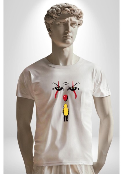Pennywise Vs Georgie Korku Filmi Kadın Erkek Unisex Beyaz Organik Baskılı T-Shirt Penye Yüksek Kalite fırsatları