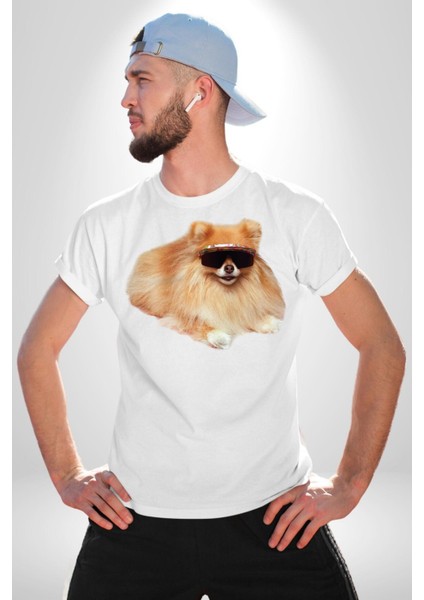 Pomernian Köpek Kadın Erkek Unisex Beyaz Organik Baskılı T-Shirt Penye Yüksek Kalite indirimleri