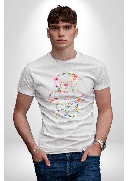 Sadece Yaşamak Kadın Erkek Unisex Beyaz Organik Baskılı T-Shirt Penye Yüksek Kalite modelleri