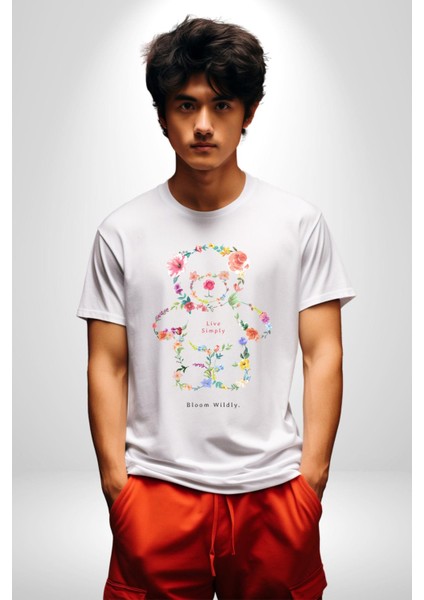 Sadece Yaşamak Kadın Erkek Unisex Beyaz Organik Baskılı T-Shirt Penye Yüksek Kalite indirimleri