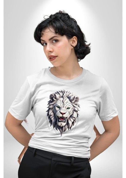Beyaz Kaplan Kükreme Kadın Erkek Unisex Beyaz Organik Baskılı T-Shirt Penye Yüksek Kalite fiyatları