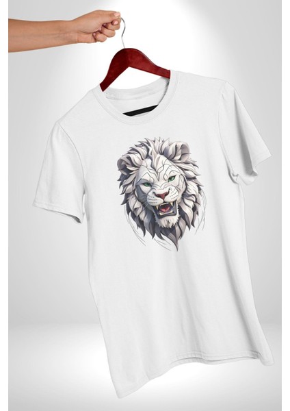 Beyaz Kaplan Kükreme Kadın Erkek Unisex Beyaz Organik Baskılı T-Shirt Penye Yüksek Kalite modelleri
