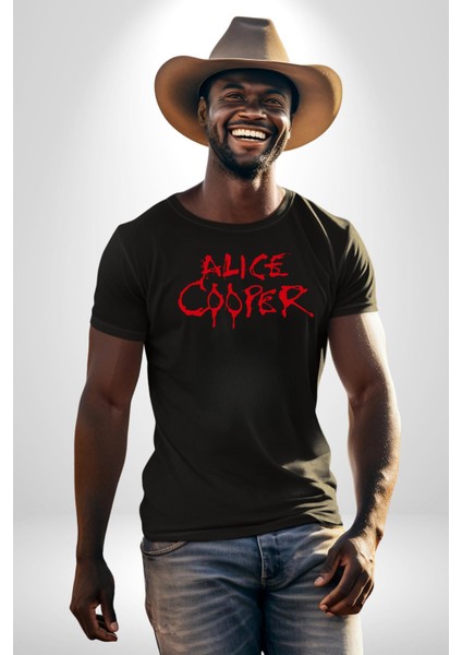 Alice Cooper Rock Solist Metalin Babası From The Inside Içeriden 1978 Kadın Erkek Unisex Siyah Organik Baskılı T-Shirt Penye Yüksek Kalite