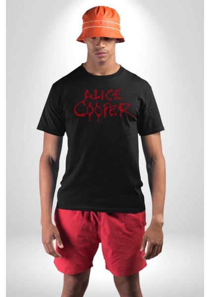 Alice Cooper Rock Solist Metalin Babası From The Inside Içeriden 1978 Kadın Erkek Unisex Siyah Organik Baskılı T-Shirt Penye Yüksek Kalite