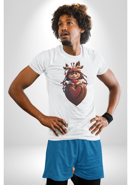 Çikolata Kız Kalbi Kadın Erkek Unisex Beyaz Organik Baskılı T-Shirt Penye Yüksek Kalite modelleri