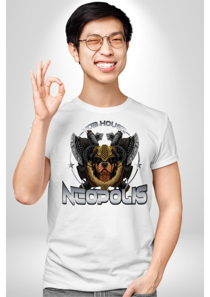 Neopolis Rottweiler Viking Kadın Erkek Unisex Beyaz Organik Baskılı T-Shirt Penye Yüksek Kalite fiyatları