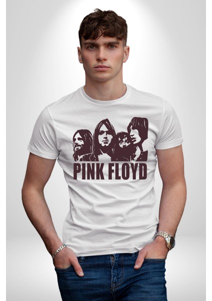 Pink Floyd Kadın Erkek Unisex Beyaz Organik Baskılı T-Shirt Penye Yüksek Kalite fiyatları