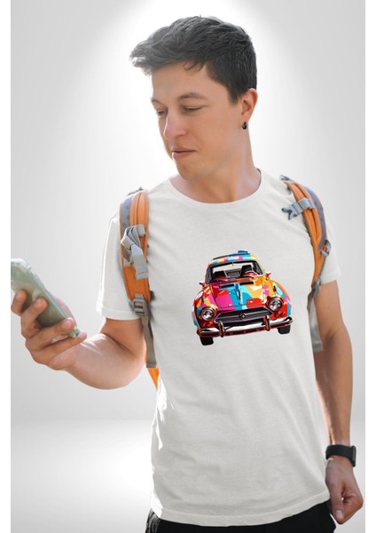 Peugeot 144 Renkli Orijinal Araba Kadın Erkek Unisex Beyaz Organik Baskılı T-Shirt Penye Yüksek Kalite fiyatları