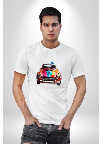 Peugeot 144 Renkli Orijinal Araba Kadın Erkek Unisex Beyaz Organik Baskılı T-Shirt Penye Yüksek Kalite indirimleri