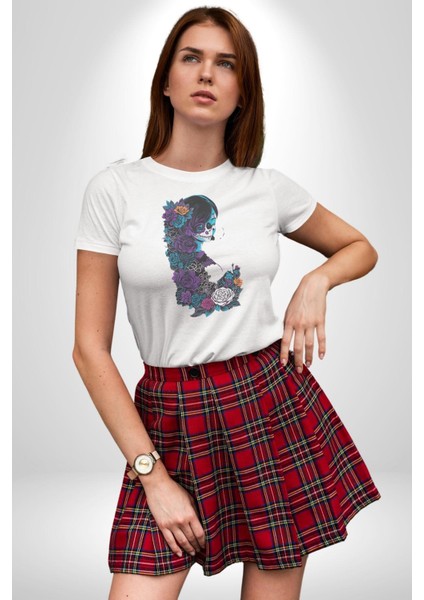 Cadılar Siyah Güller Kadın Erkek Unisex Beyaz Organik Baskılı T-Shirt Penye Yüksek Kalite fiyatları