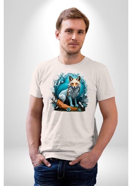 Beyaz Kurt Altın Maske Doğa Kadın Erkek Unisex Beyaz Organik Baskılı T-Shirt Penye Yüksek Kalite modelleri