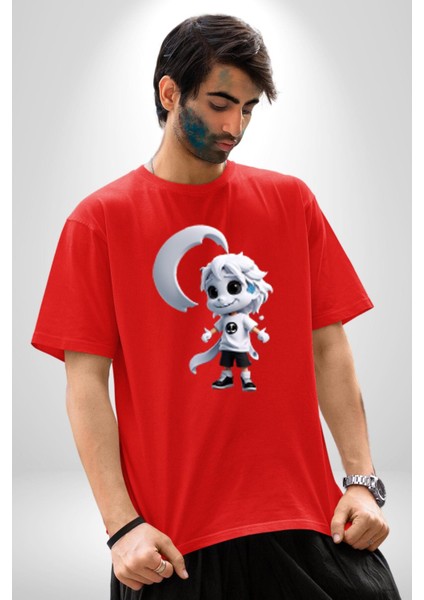 Japon Anime Baruto Momoshiki Pamuklu Bisiklet Yaka Kadın Erkek Oversize Boyfriend Dijital Baskılı Kırmızı T-Shirt fırsatları