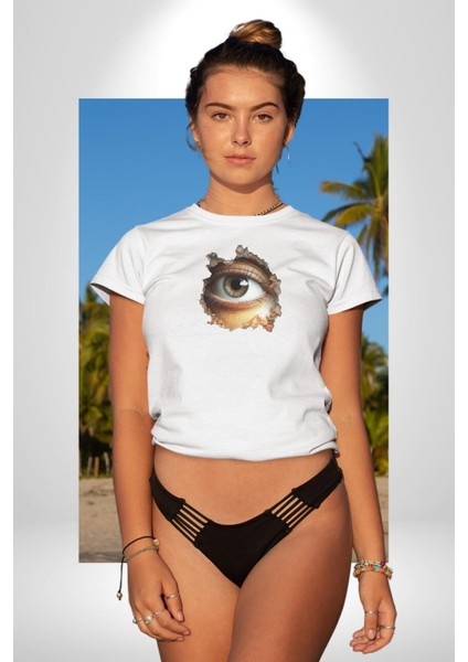 Duvardan Biri Bizi Gözetliyor Kadın Erkek Unisex Beyaz Organik Baskılı T-Shirt Penye Yüksek Kalite fırsatları